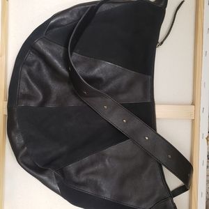 Lucky brand black leather hobo crossbody purse